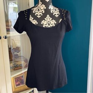 Caché Short Sleeve Gold Studded Tee​